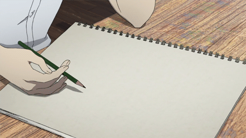 An animated hand begins to write on a blank notepad