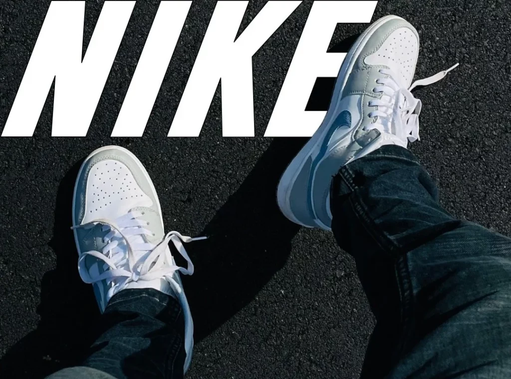 Nike campaign image featuring white sneakers