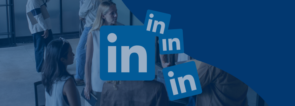 LinkedIn logos in front of a networking scene