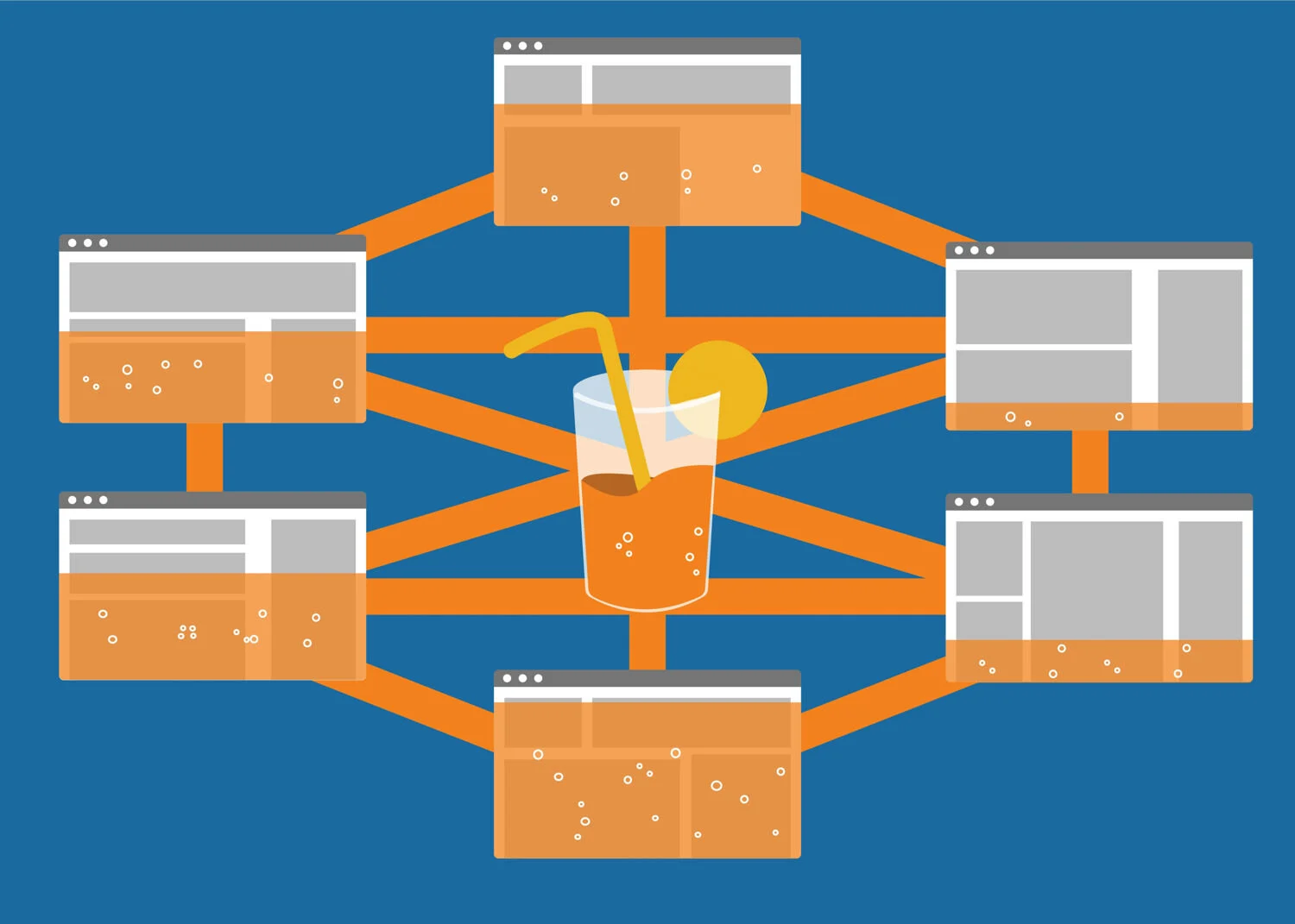 Illustration showing how to distribute link juice across multiple web pages