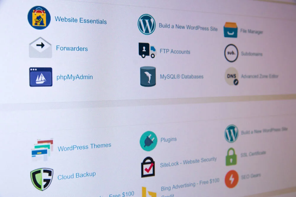 Hosting interface with WordPress, plugin, and security features
