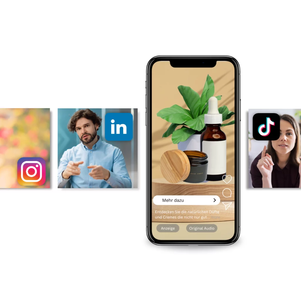 Social media content and ads on a smartphone