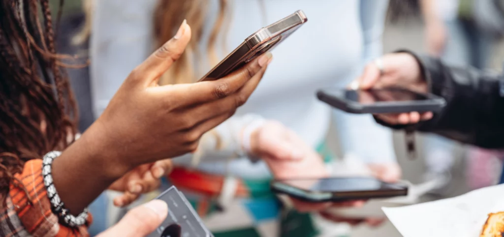 Several people use smartphones for social media