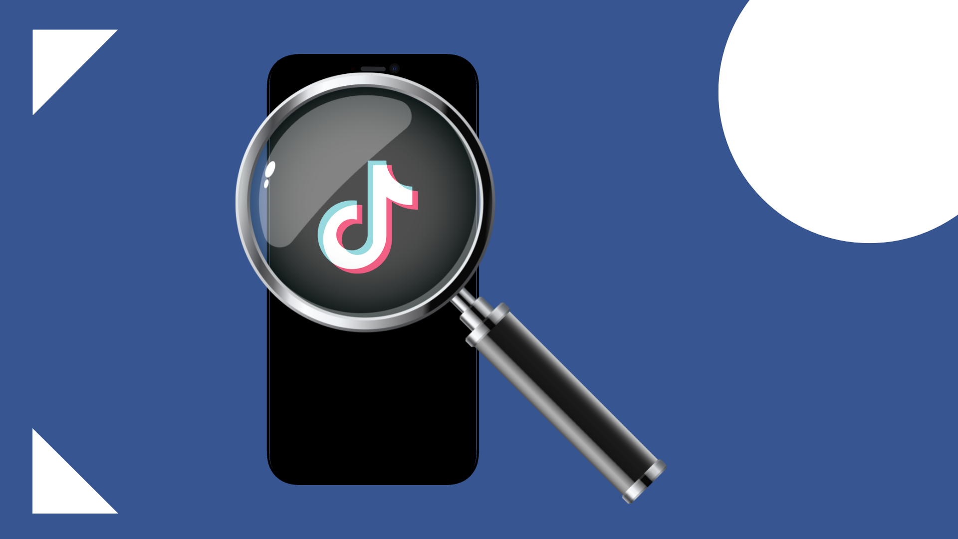 Une loupe au-dessus du logo TikTok, symbole de la recherche sociale
