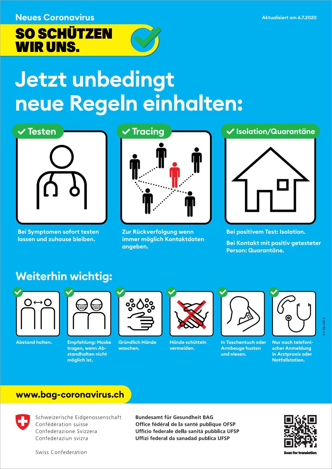 Affiche de l’OFSP « Comment se protéger » présentant les mesures de protection contre la COVID-19