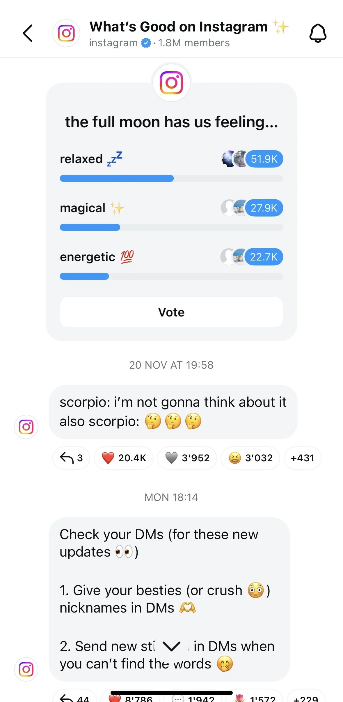 Capture d'écran d'une chaîne de diffusion Instagram comportant des sondages et des messages privés