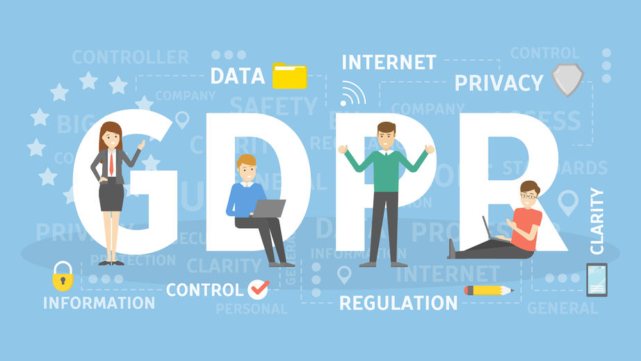Illustration on data protection featuring the letters GDPR