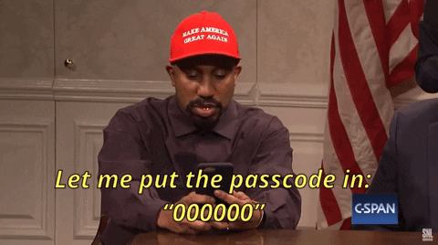 A man enters the insecure passcode "000000"