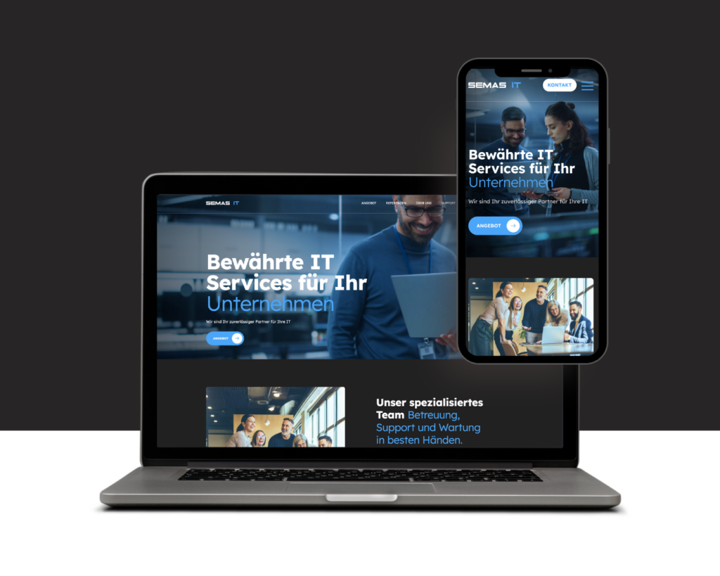 Website von SEMAS IT auf Laptop und Smartphone