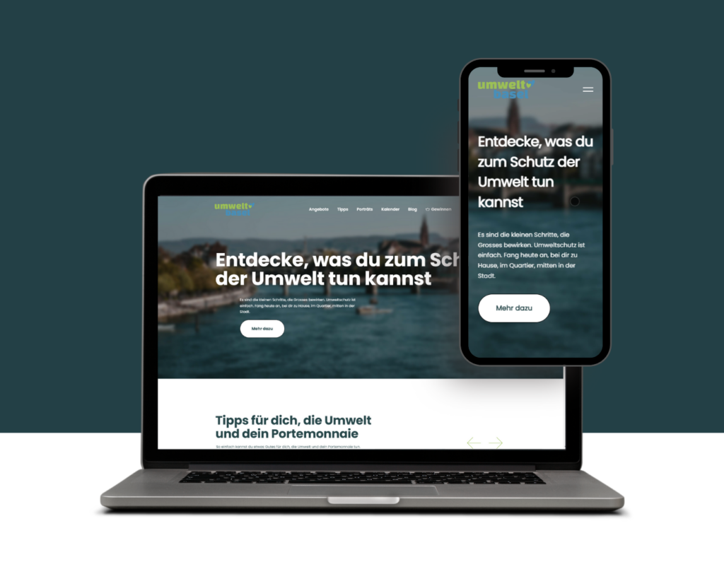 Website von Umwelt Basel auf Laptop und Smartphone