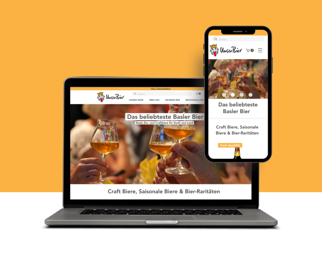 Website von Unser Bier auf Laptop und Smartphone