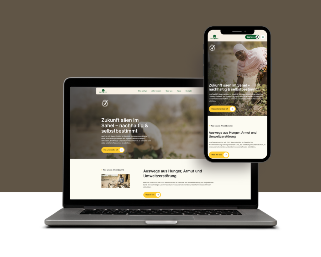 Website von newTree auf Laptop und Smartphone